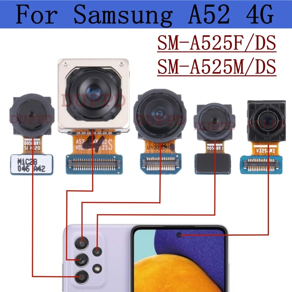 Rear Front Camera For Samsung Galaxy A52 SM-A525F A525M 4G Backside Back Facing Wide Camera Module Replacement Parts