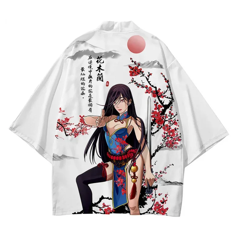 زهرة طباعة كيمونو يوكاتا الرجال النساء سترة فضفاضة بلوزة Haori الآسيوية أنيمي الملابس Harajuku ثوب الكيمونو الياباني قميص