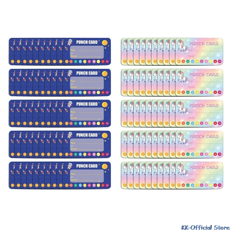 50pcs Punch Cards Reward Cards, Classroom Student Home Behavior Incentive Decor Motivational Cute Cards Holiday Accessory