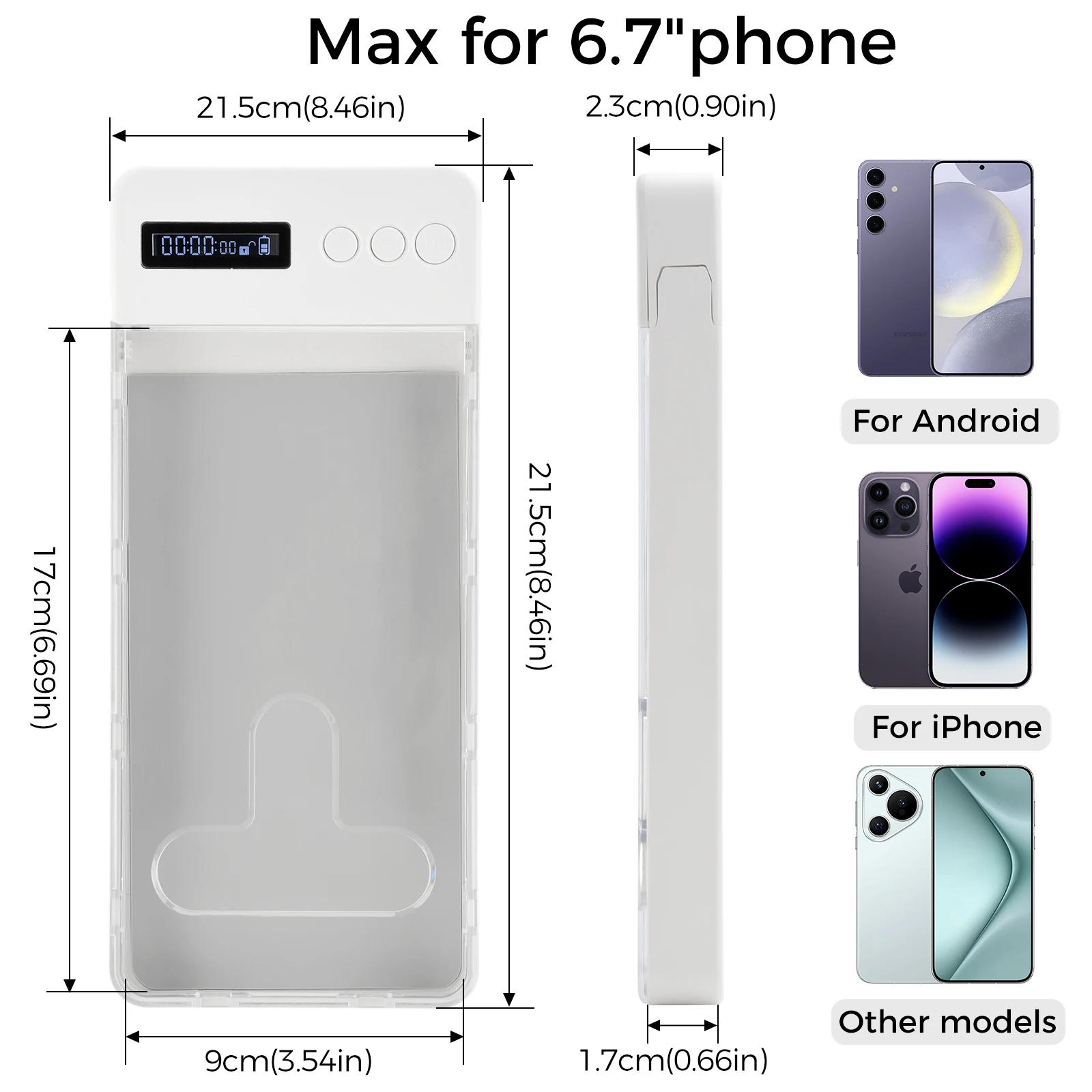 Phone Lock Box with Timer LCD Display Self-discipline Tool Transparent Cell Phone Lock Box Adults Students Self-Discipline Tools