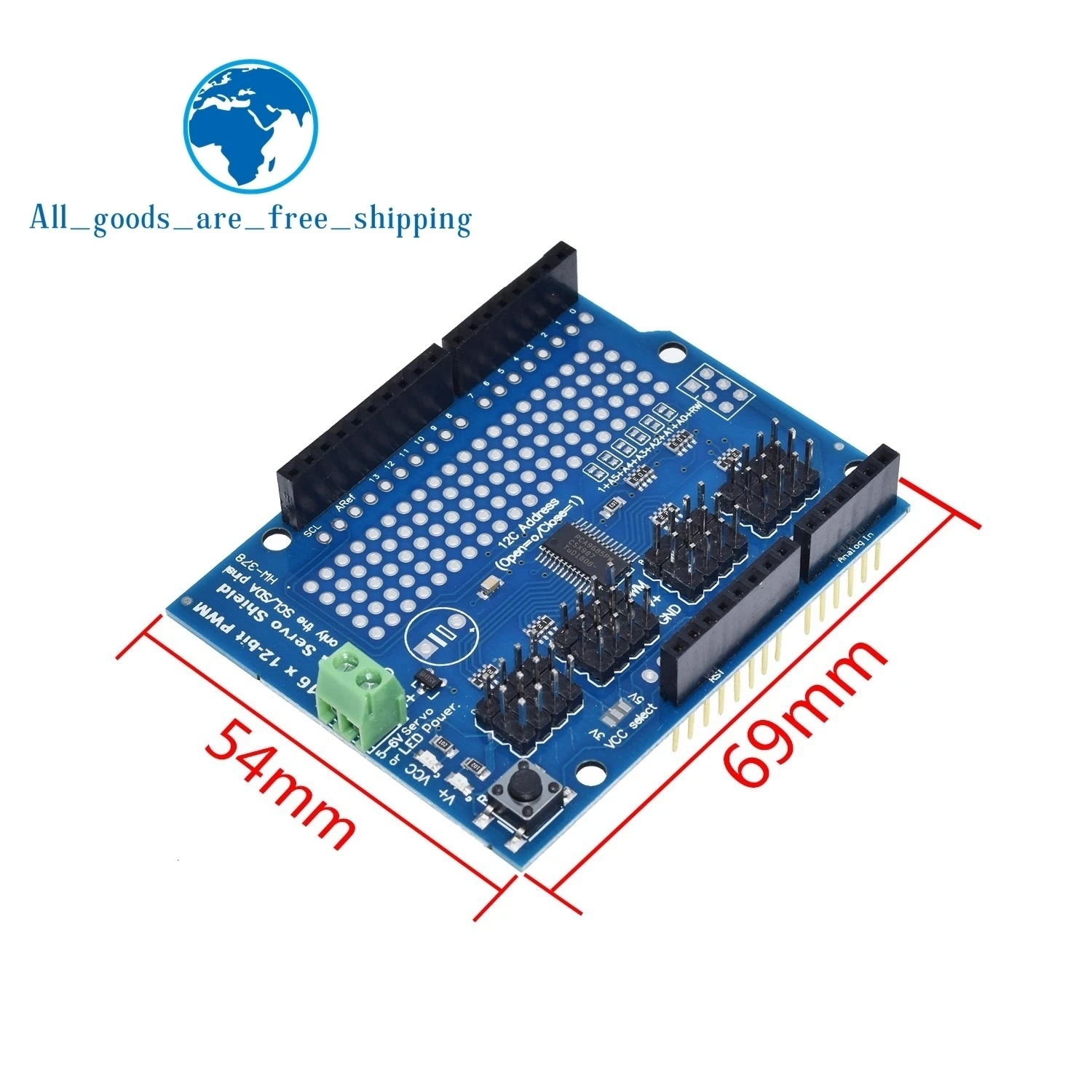 TZT Motor/pasapero/Servo/Protección de robot para Arduino I2C v2 Kit con controlador PWM TOP