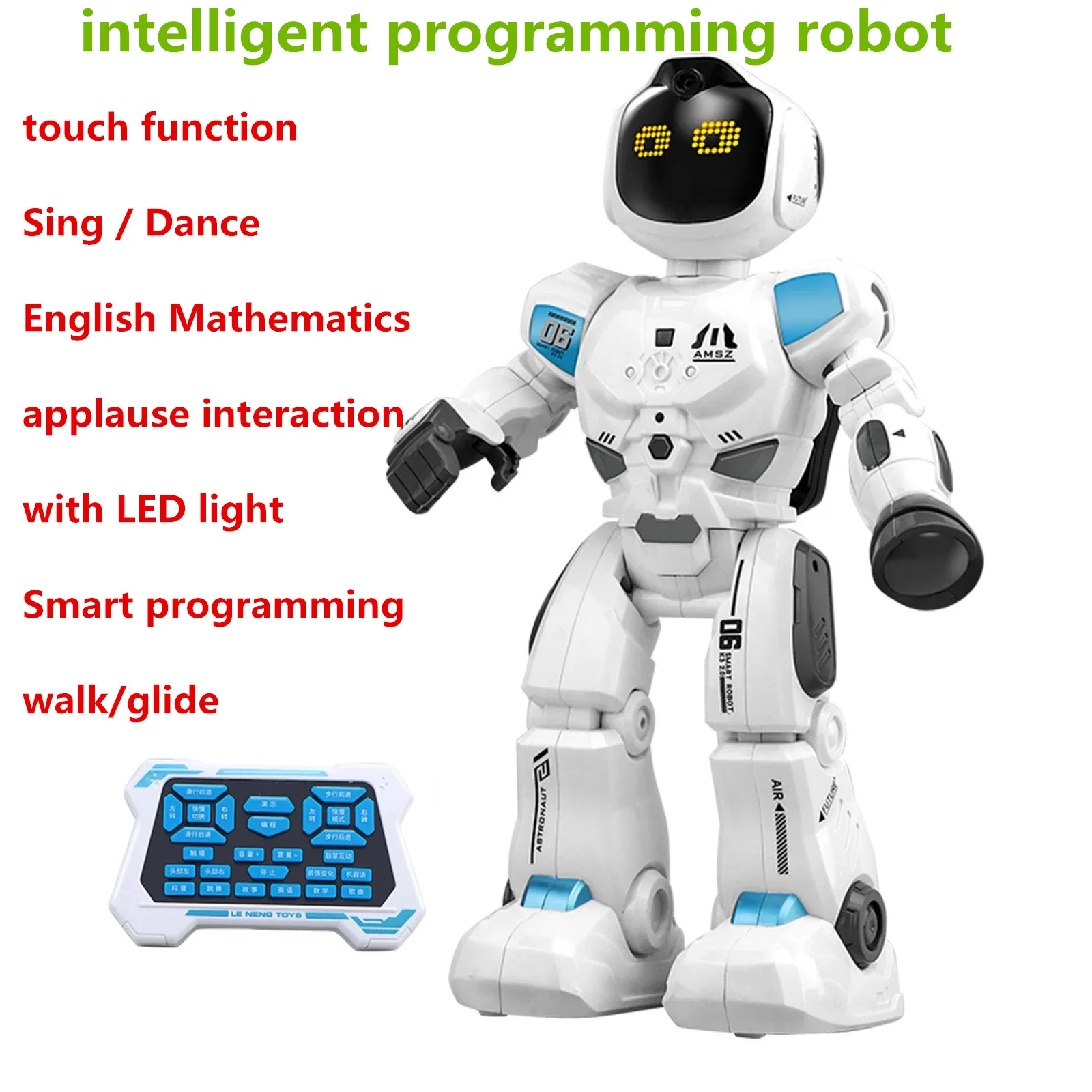 MBL Large RC Robot Toys Intelligent Robots Touch Function With LED Light English Mathematics Robot Toys For Children