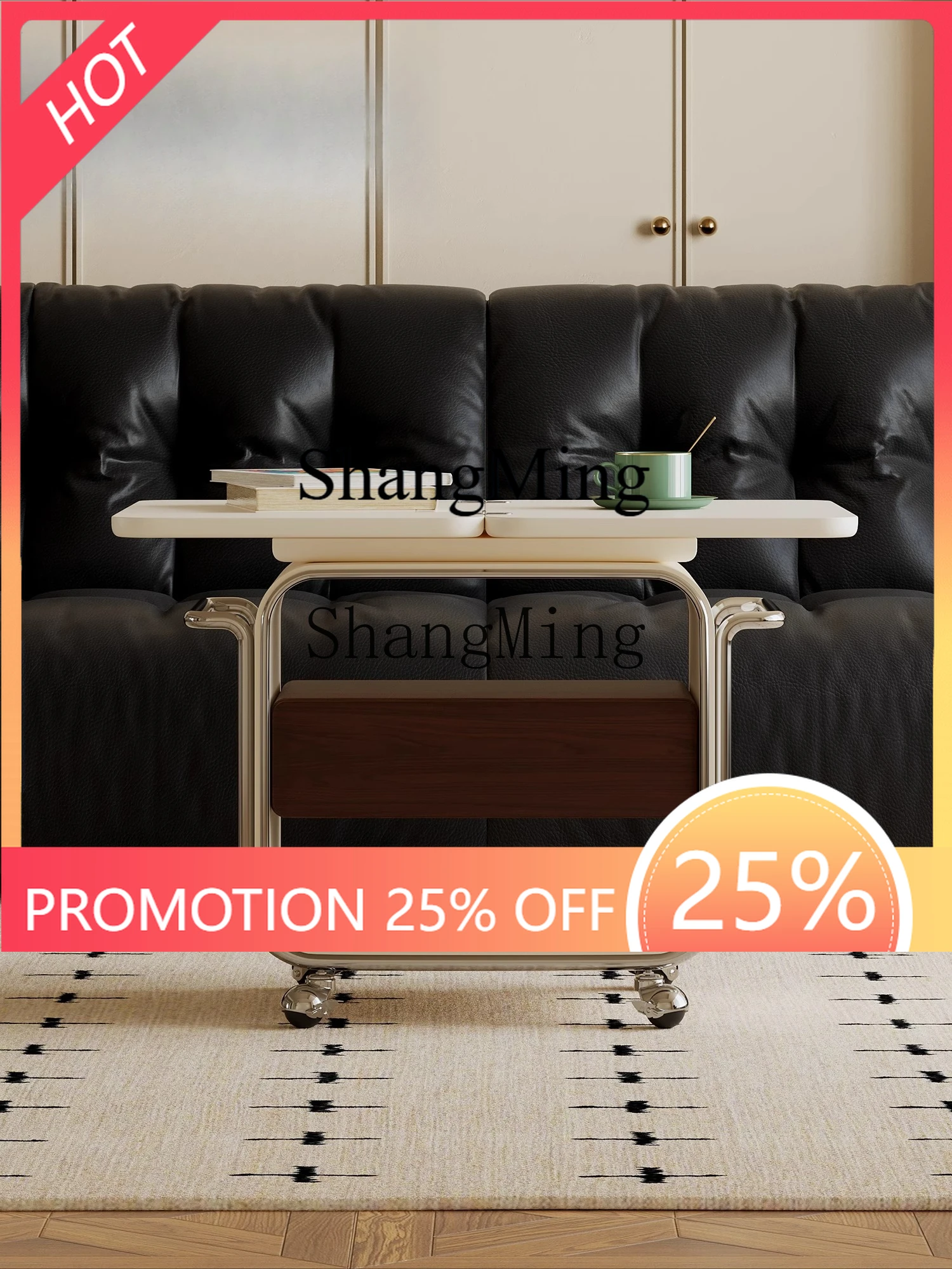 

ZYY foldable sofa side few trolley antique living room Internet celebrity mobile side small coffee table