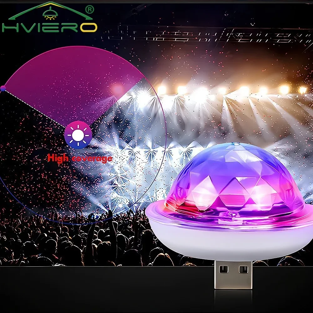 Lampada DJ USB DC 5V Barra a LED Luci notturne Proiettore da palcoscenico RGB Benvenuto Sfera di cristallo Suono Illuminazione per feste Decorazione Atmosfere Neon