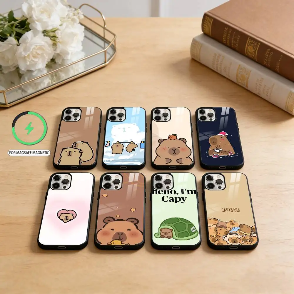 

C-Capybara Phone Case For iPhone17,16,15,14,13,12,11 Plus,Pro Max Magnetic For Magsafe Wireless Charging