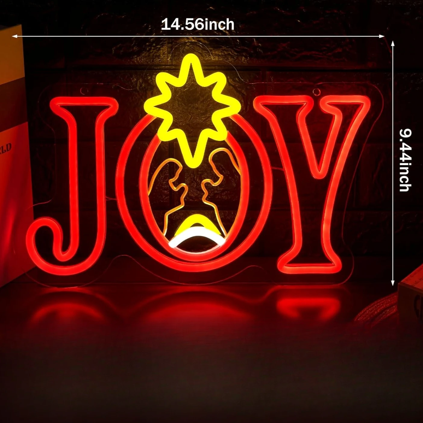 Christmas Neon Sign LED Joy Religious Neon Light Dimmable Joy Nativity for Window Xmas Home Bedroom Wall Tree Hanging Decor