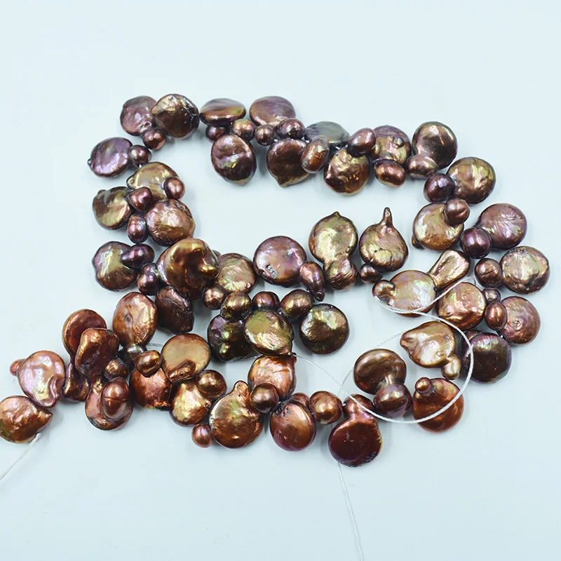 The last group. 6 shares/lot brown Pink Natural Button Pearl Loose Beads. Handmade maker. Best Collectibles 15 