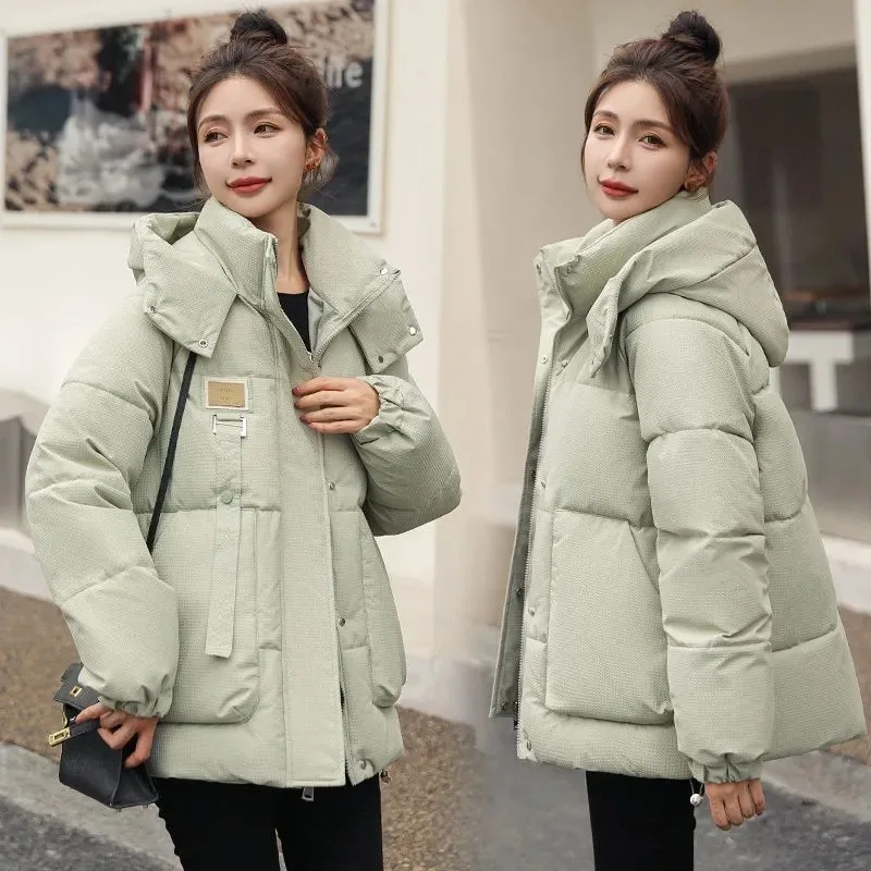 2023 New Women Parkas Winter Thick Fashion Casual Hooded Cotton Warm Short Jackets Korean Zipper Snow Wear Coats Puffer Parka