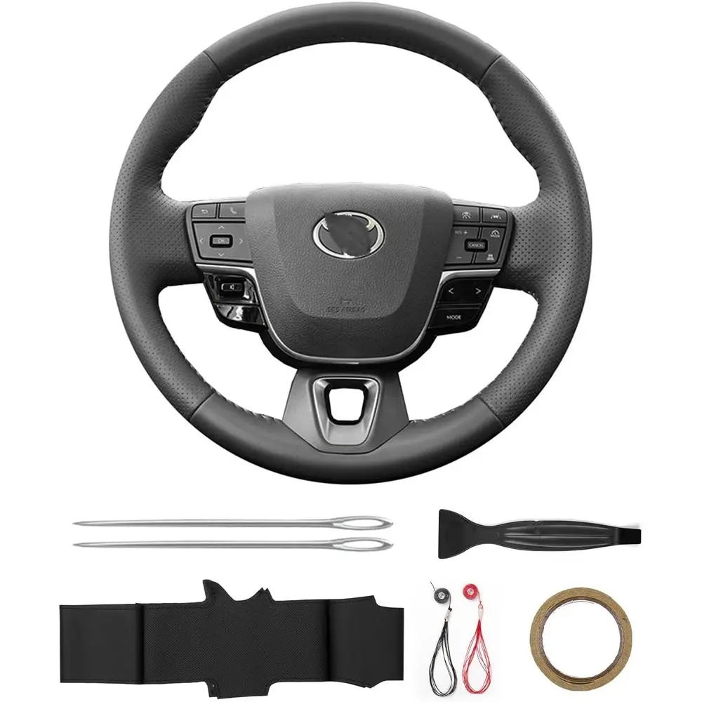 

Stitched Steering Wheel Cover, Fit for Toyota 2025 Camry LE, Non-Slip Breathable Microfiber Leather Steering Wheel Cover on Wrap