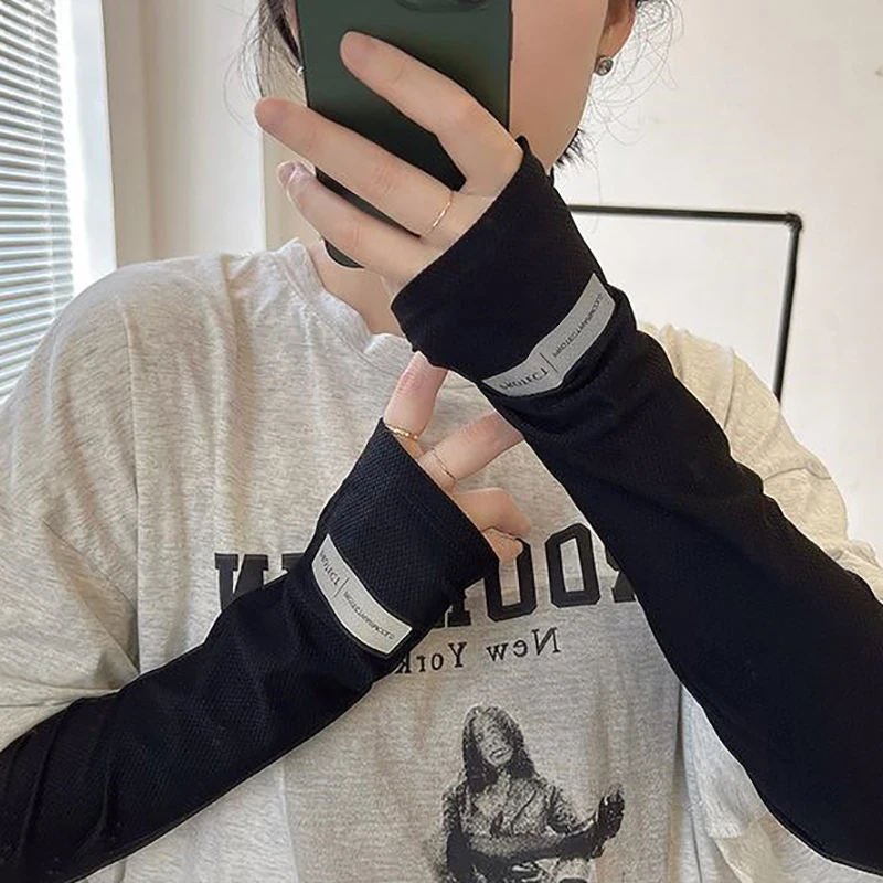 1 Pair Sweat Absorbent UV Protection Ice Sleeves For Men Women Sun Protection Arm Sleeves Outdoor Cycling Driving Arm Sleeves