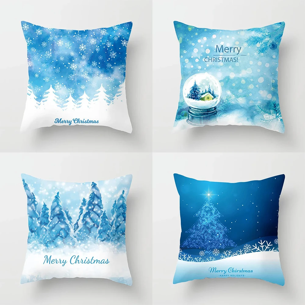 Home Decoration Christmas Snowflake Pattern Cushion Cover Decoration Pillow Cover New Year Sofa