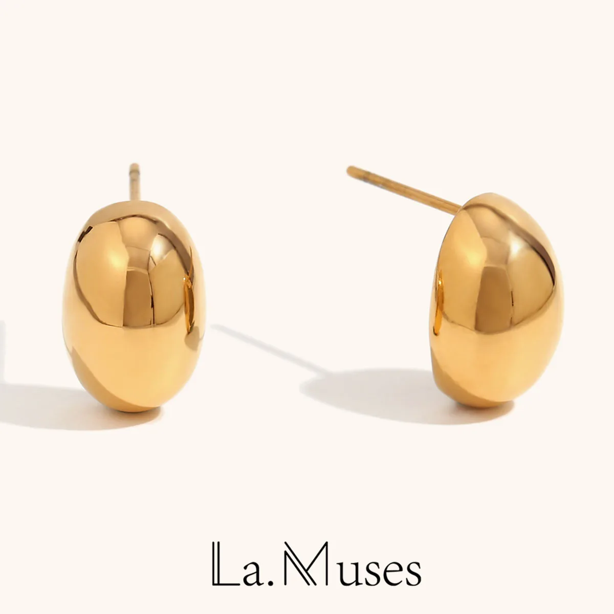 La.Muses Minimalism Hollow Out Hemisphere Stainless Steel Rings For Women Gold Texture Metal Jewelry Femme Gift