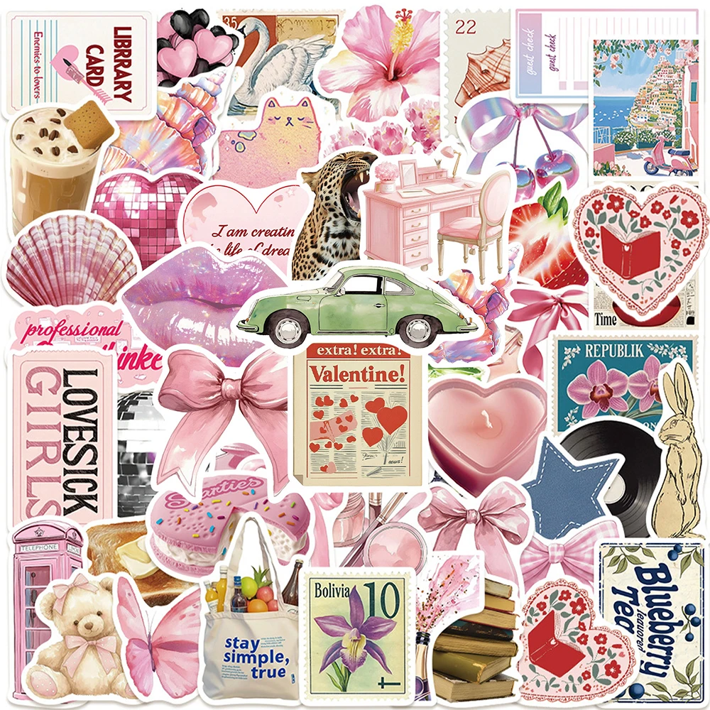 10/30/50 個かわいいピンク Y2K ガール美的ステッカーデカール DIY ラップトップ電話スクラップブック日記冷蔵庫装飾ステッカー子供のおもちゃ
