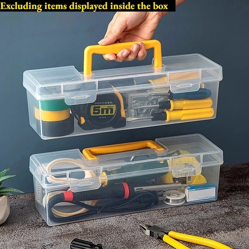 Household Multifunctional Hardware Toolbox, Transparent Hand-held Tool Storage Box, Wrench, Screw Accessories, Parts Sorting Box