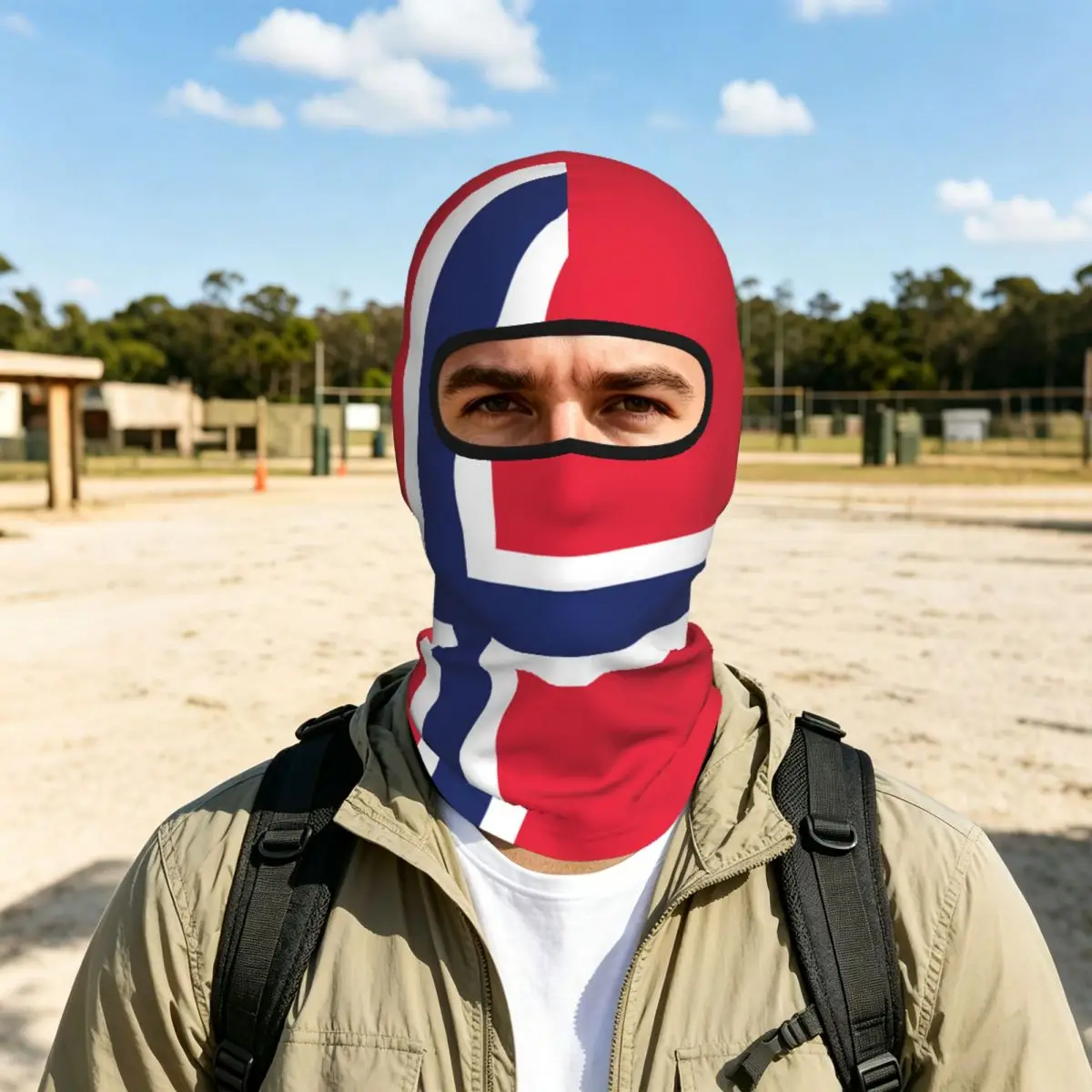 ノルウェー国旗バラクラバフルフェイスマスク通気性オートバイ冬暖かいフルカバーキャップネック防風防塵サイクリングキャップ