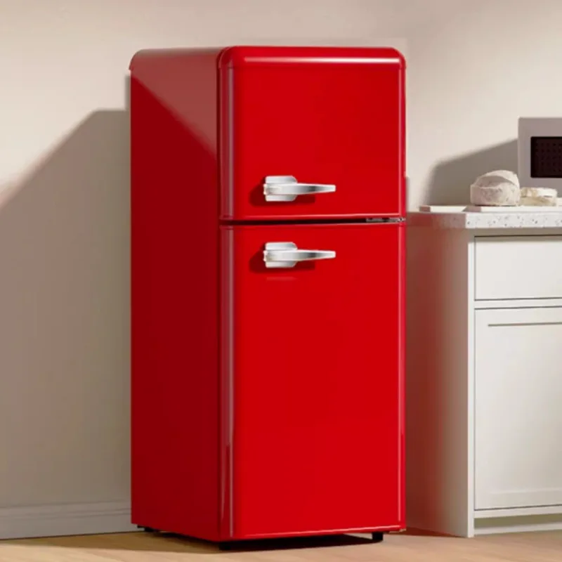 Retro Internet Celebrity Double Door Refrigeration and Freezing Mini Small Refrigerator for Office Home Energy Saving Pro