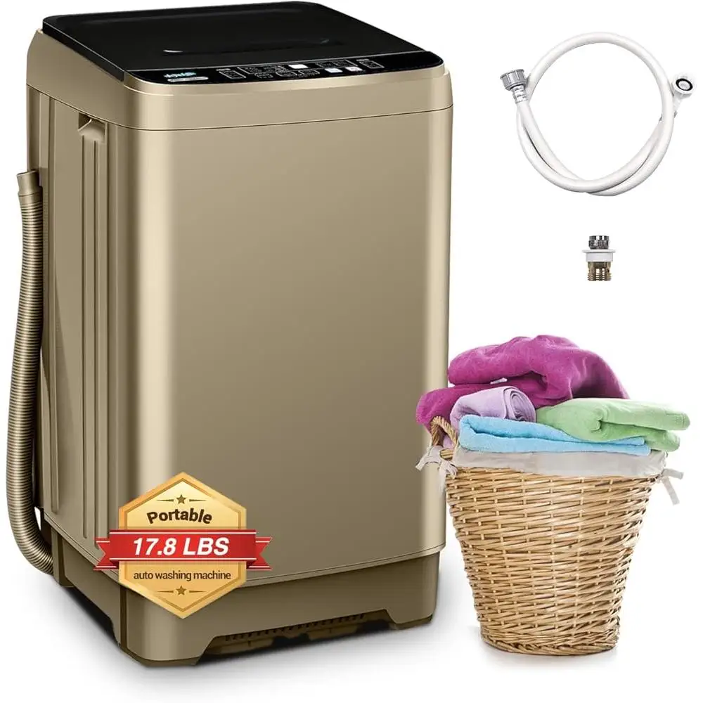 Portable Washing Machine 178lbs Capacity Fully Automatic Top Load Washer Imbalance Adjustment Child Lock 10 Wash Programs Energy