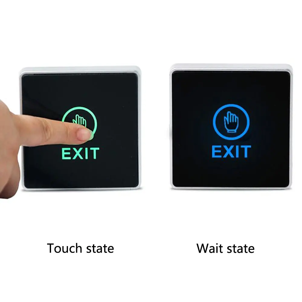 5pcs Touch Exit Button Senior Acrylic Panel NO/NC/COM Output Blue Back Light Electric Box Cassette