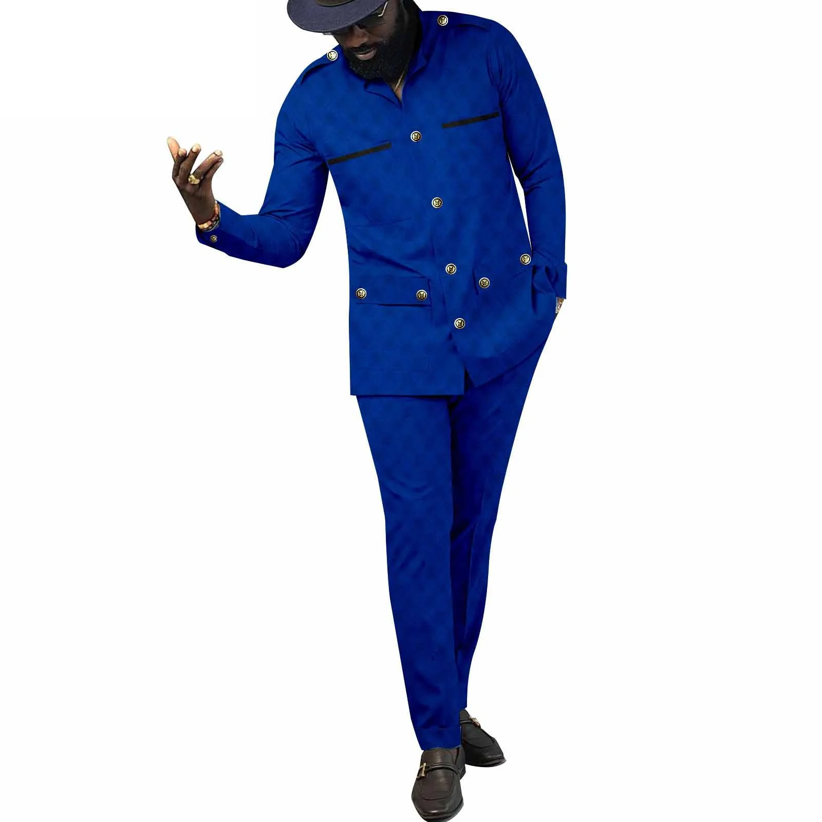 

African Traditional Clothes for Men Plus Size Jacket and Pant 2 Piece Set Tribal Outfits Muslim Clothing Formal Wear Wedding