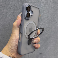 Matte Ring Holder Glass Lens Phone Case For iPhone 16 15 14 13 12 11 17 Pro Max 17 Air 16e For Magsafe Wireless Magnetic Cover