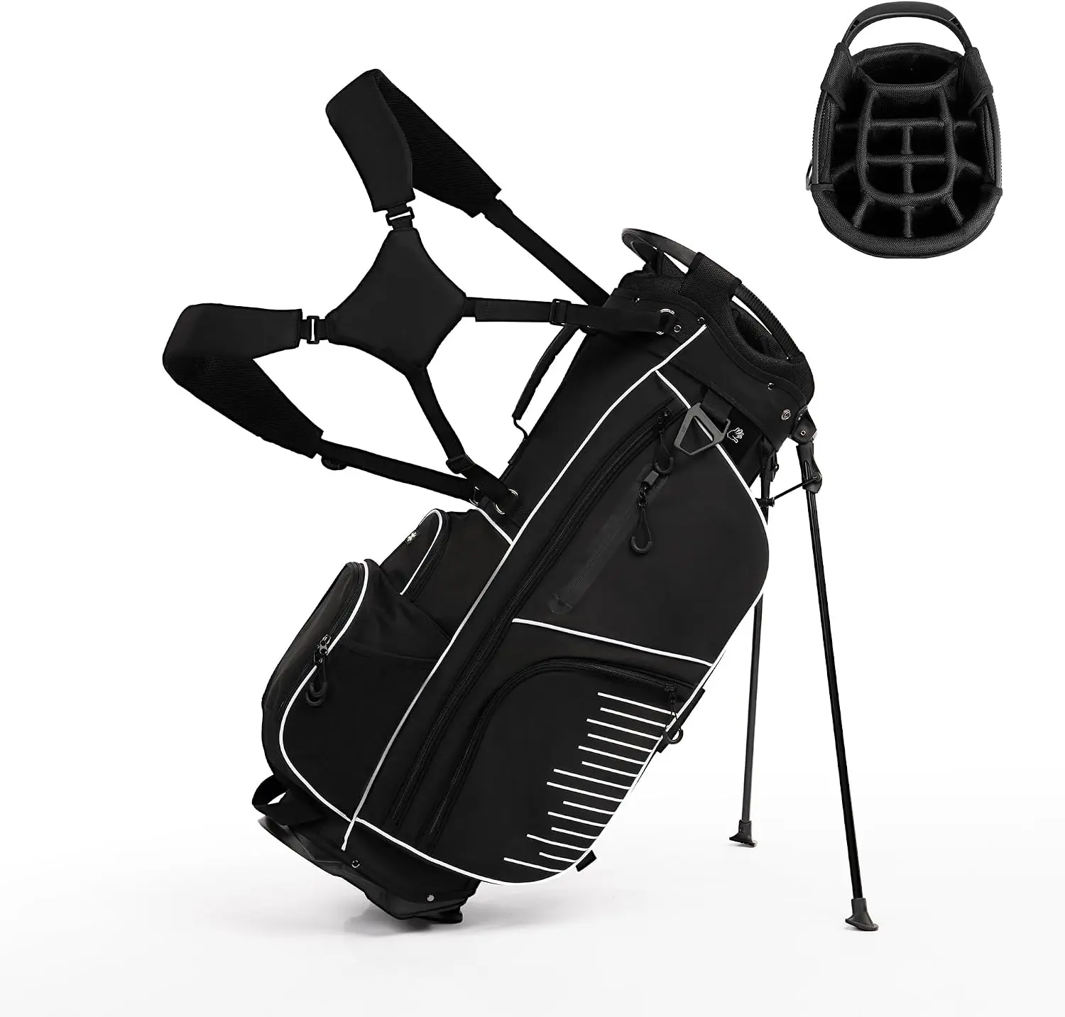 Lightweight Golf Stand Bag with 14-Way Dividers, Portable Golf Club Carry Bag with 9 Pockets and Insulated Cooler, Waterproof Sunday Bag with Rain Cover and Dual Strap System