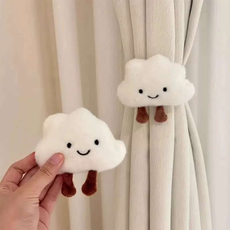 Cute Cloud Baby Room Curtain Tiebacks, Princess Room Decor, Girly Cloud-Shaped Curtain Ties with Storage Cord