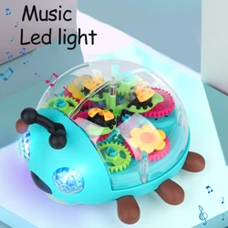 Música eléctrica con escarabajo ligero, juguetes de rotación de 360 ° para caminar, lindo juguete de sonido interactivo, juguetes de educación temprana para niños y bebés