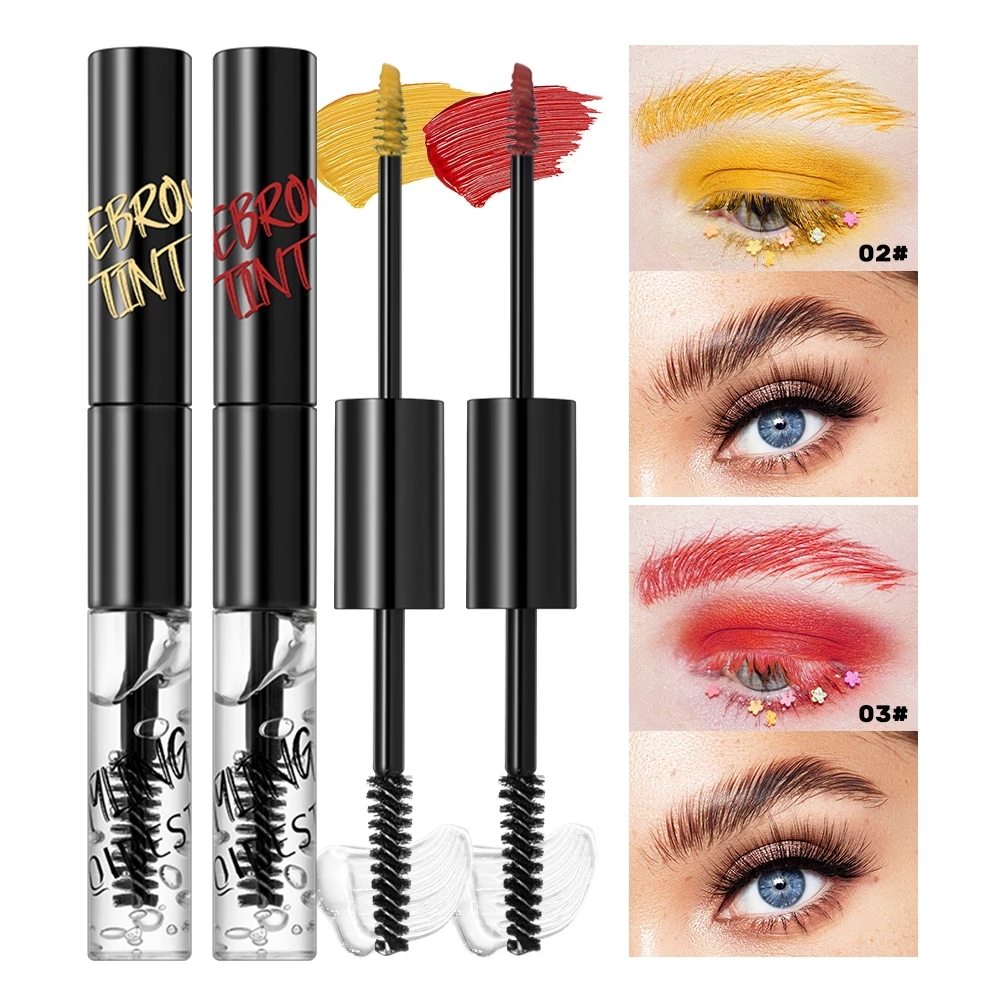 QIBEST両端透明アイブロウジェル＆ティンテッドアイブロウクリームマスカラ防水長持ちアイブロウメイクブロウグルー