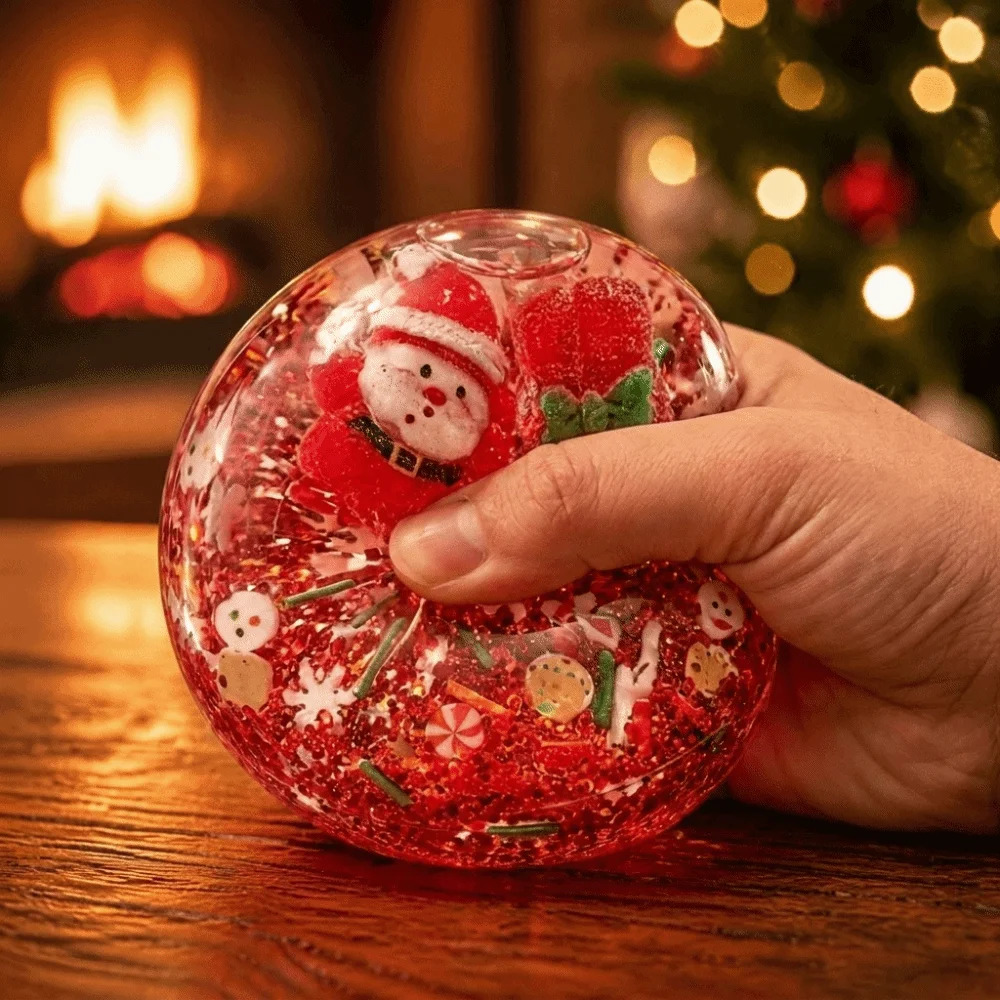 Transparent Christmas Squishy Squeeze Ball Xmas Tree Santa Decor Stress Relief Fidget Unique Cute Slow Rebound Party Favor