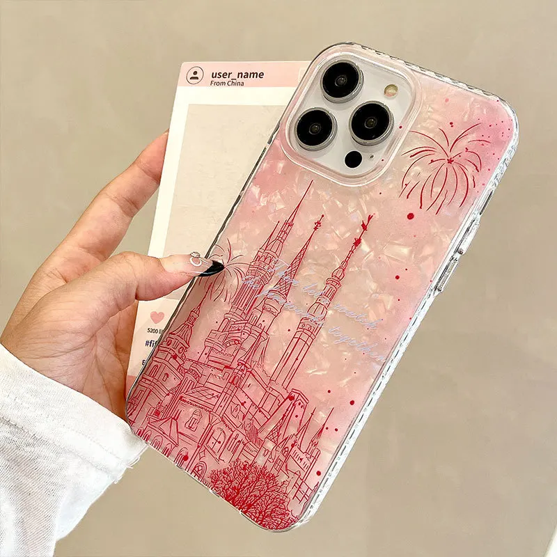 

Phone Case For iPhone 16 15 14 13 12 11 Pro Max Plus New Creativity Women's Castle Girls Fireworks Shockproof Back Cover