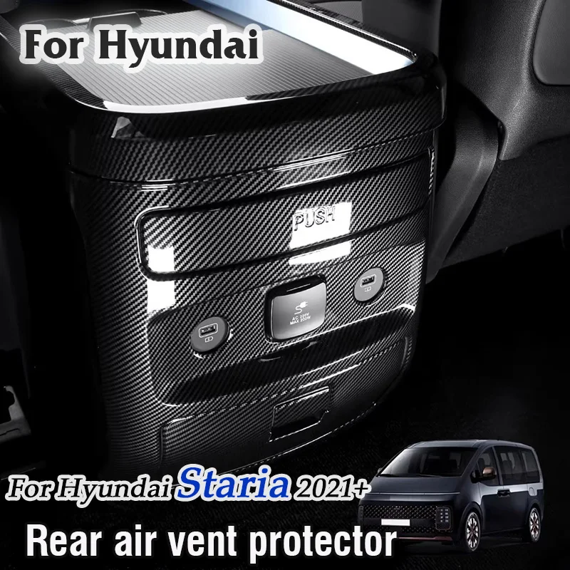 

For Hyundai Staria 2021 2022 2023 2024 2025 2026 Car Armrest Trim Rear Center Vent Trim Frame Sticker Auto Interior modification