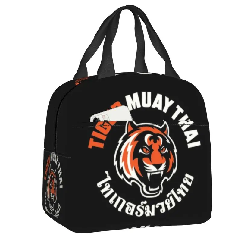 Tiger Muay Thai Insulated Lunch Bag for Women Portable Thailand Boxing Fighter Thermal Cooler Lunch Box Beach Camping Travel