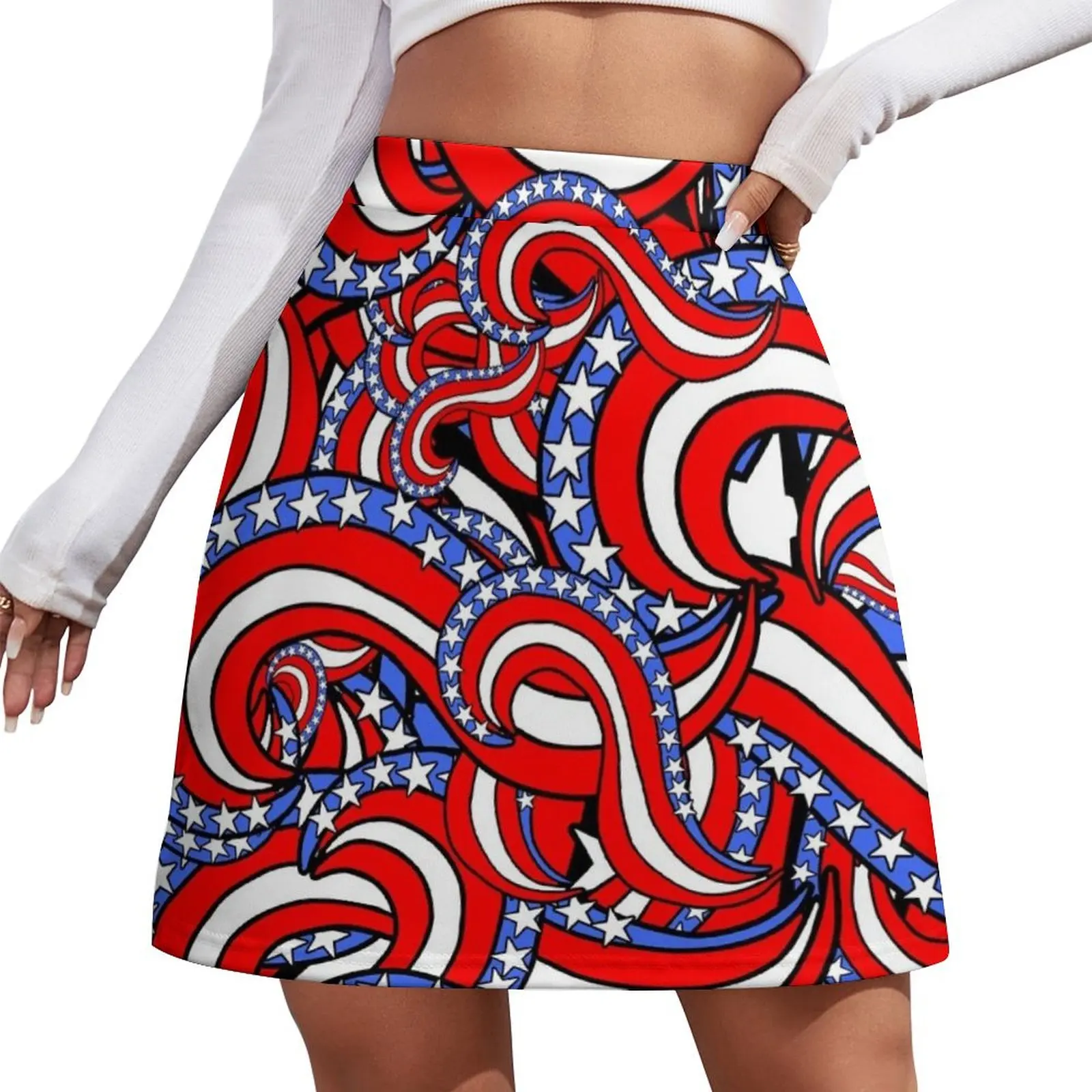 

Patriotic American Flag Red White and Blue Stars and Stripes Pattern Mini Skirt skirts sexy skirt