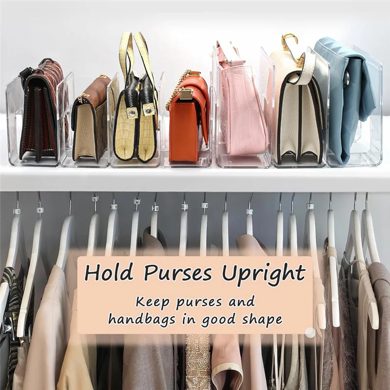 

Hot Selling-Purse Organizer For Closet, Acrylic Clear Purse Storage Organizers, 2 PCS Different Size Divider Holder,Purse Shelf,