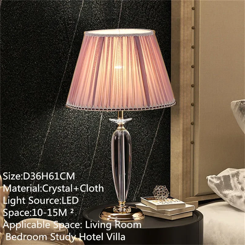 SOURA Modern Crystal Table Lamp LED Luxury Living Room Bedroom Study Villa Hotel Home Decoration Light