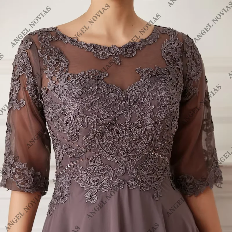 Robe personnalisée en mousseline de soie pour la mère de la mariée avec manches, robe de soirée de mariage, robe éducative, élégante