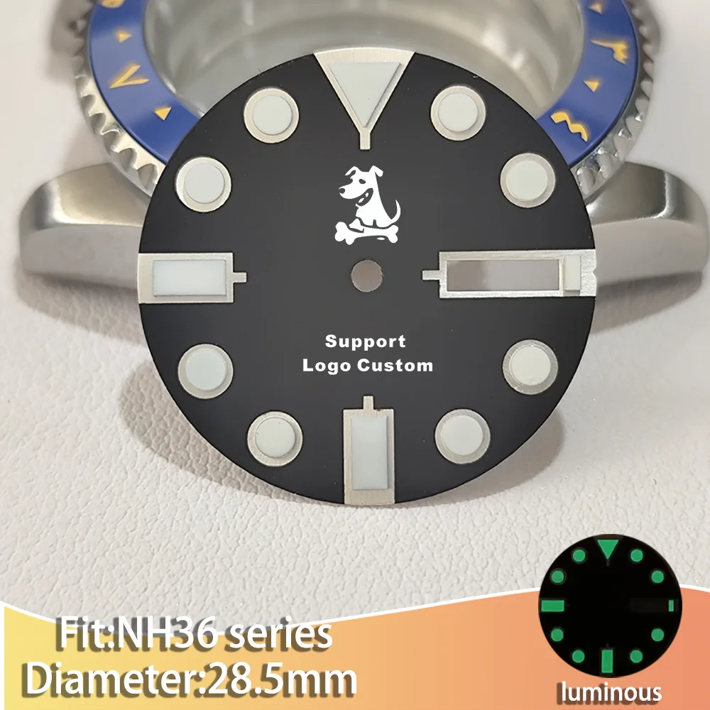 Può logo personalizzato 28,5 mm 29 mm quadrante calendario singolo/doppio per movimento dell'orologio N H35/NH36 orologi da uomo luminosi quadranti accessori