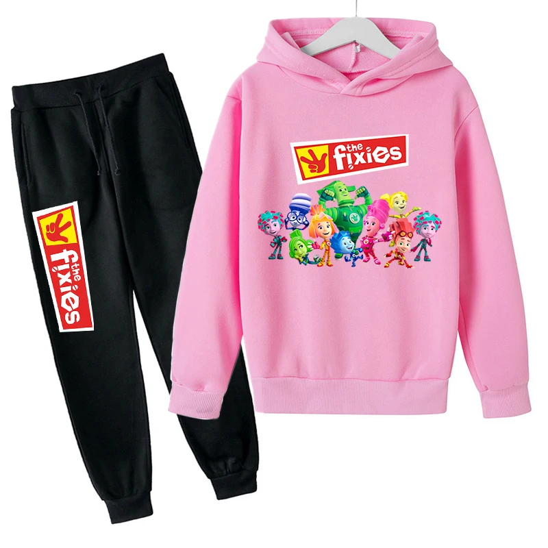 Kids The Fixies Fashion Casual Spring Autumn 2pcs Hoodie+jPants Tracksuits 3-13 Years Boys Girls Trend Outfits Children Clothes
