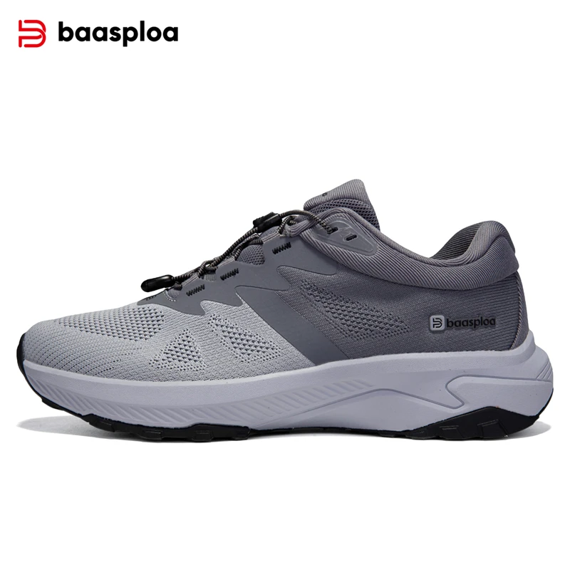 Baasploa Men Outdoor Hiking Shoes Fashion Mesh Breathable Elastic Buckle Sneakers Male Casual Lightweight Non Slip Walking Shoes