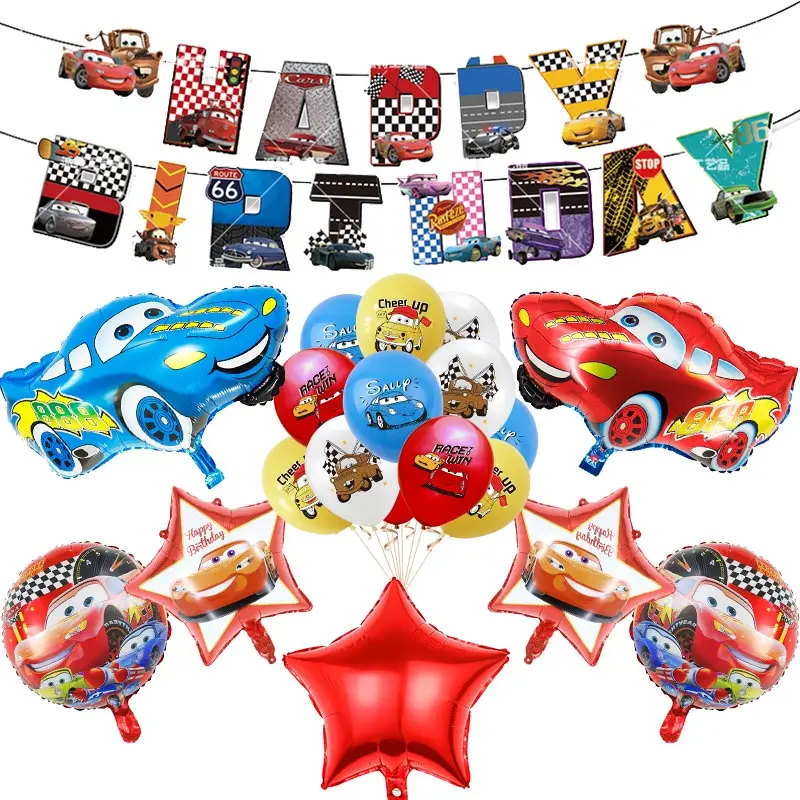 Disney Pixar Cars Birthday Party Decorations Lightning Mcqueen Car Theme Balloons Tableware Set Happy Banner Supplies Kids Boy