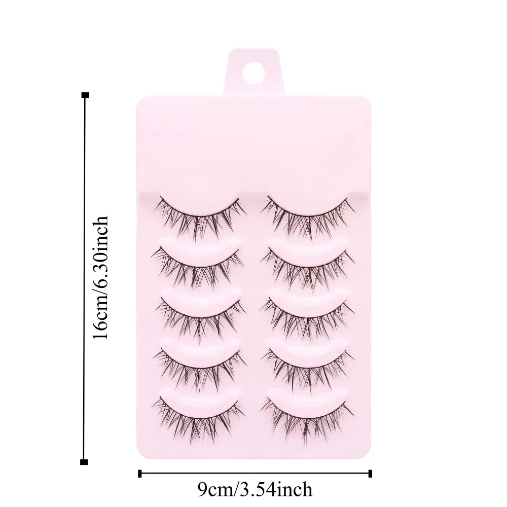 5 Pairs Anime Cosplay Faux Mink Lashes Manga Lashes Natural short Full Strip Lashes Clear Band Soft Eyelash Extension