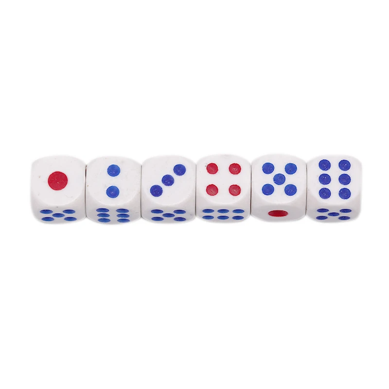 6Pcs 10mm Acrylic White Round Corner Dice Clear Dice Portable Table Playing Game