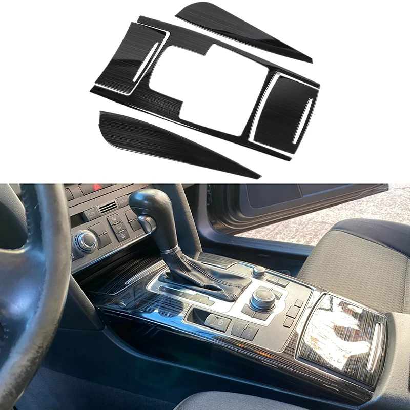 

Car Multimedia Handrest Gear Panel Decoration Covers Stickers Gears Trim For- A6 C5 C6 Interior Auto Accessories