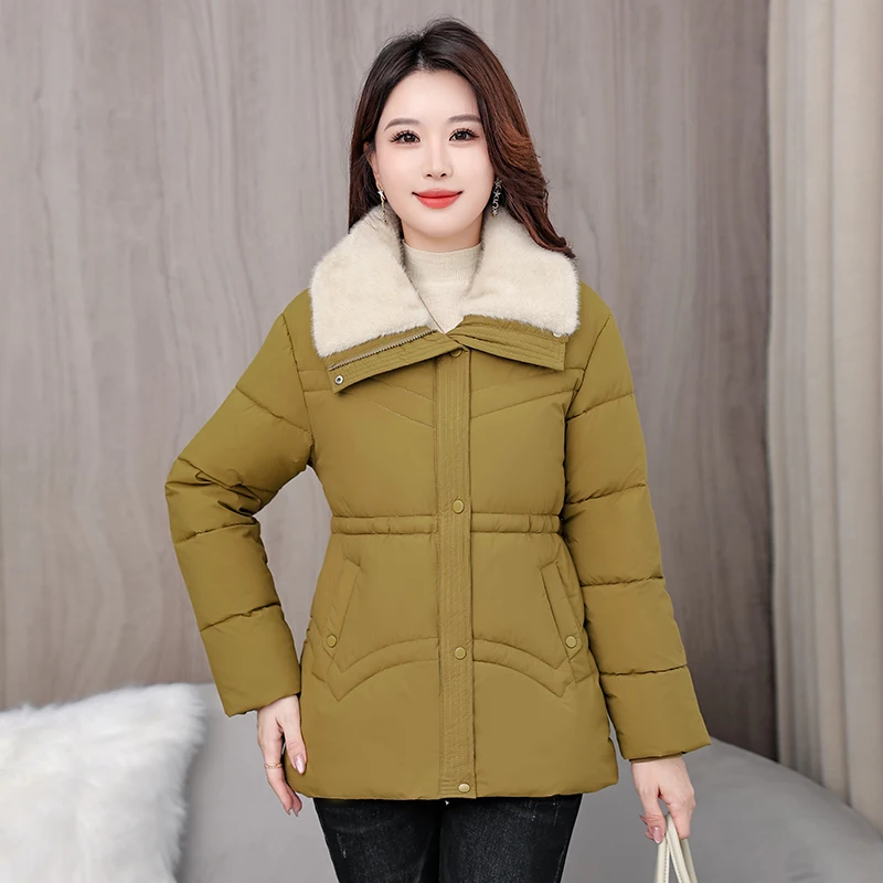 

Sli Thiened Cotton Jaet Women's Winter Waist-Cinching Slimming New Small Size Medium-Length down Cotton Coat