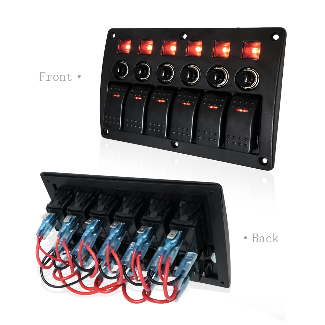 Genuine Marine 12V Switch Panel Wiring Diagram 6 Gang Push Button  Marine Rocker Switch Panel