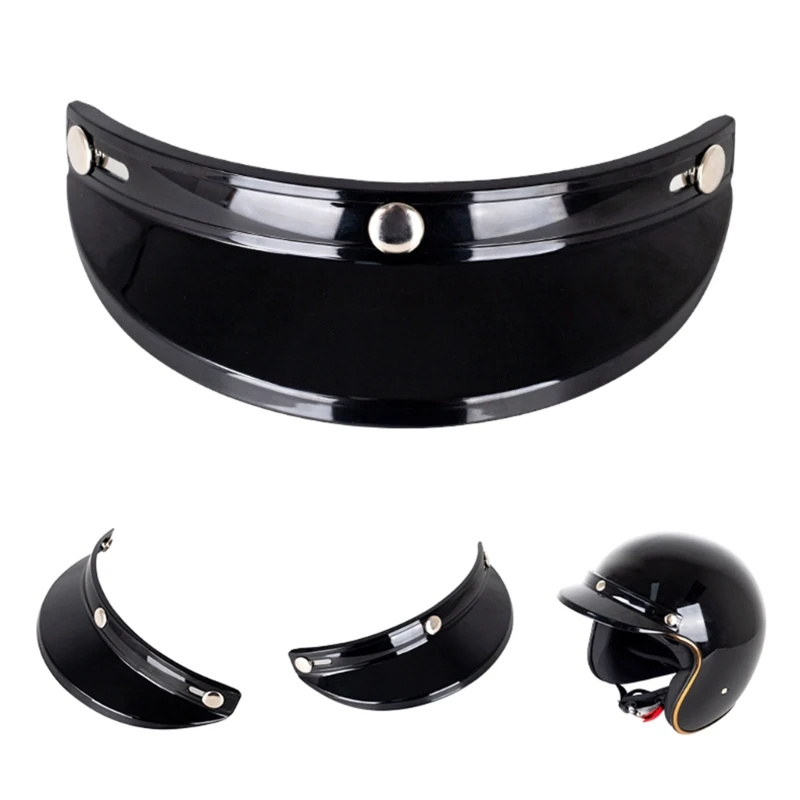 Motorbike Helmet Flip Up Wind Shield 3 Snap-Button Visor Shield Lens UV Protection Removable Half Open Face Helmet Brim Visor