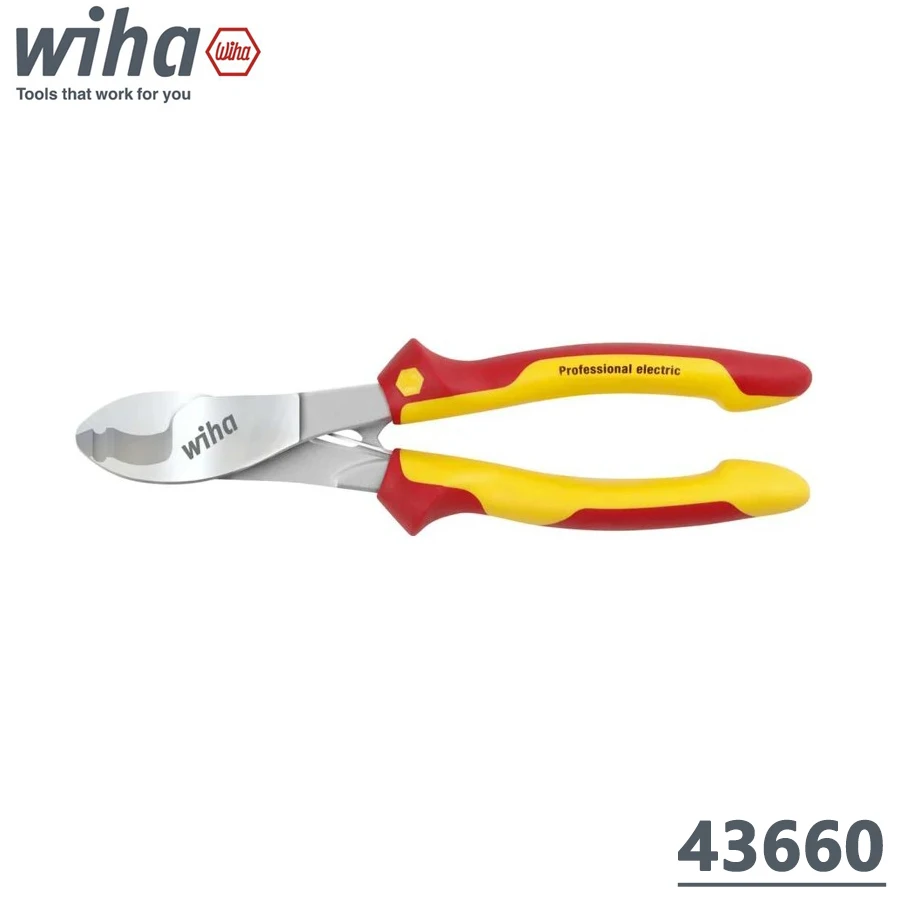 WIHA 43660 180mm 1000V VDE Insulated Cable Cutter with Switchable Opening Spring Professional Electrical Spring Plier Hand Tools