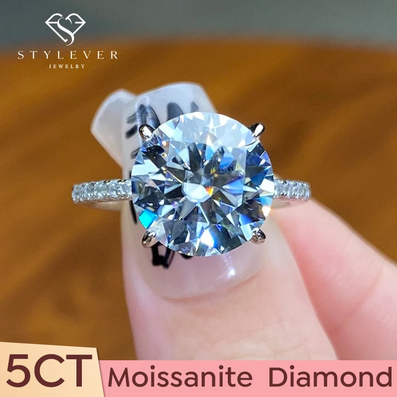 

Женское Обручальное кольцо с бриллиантом 5CT, из серебра 925 пробы