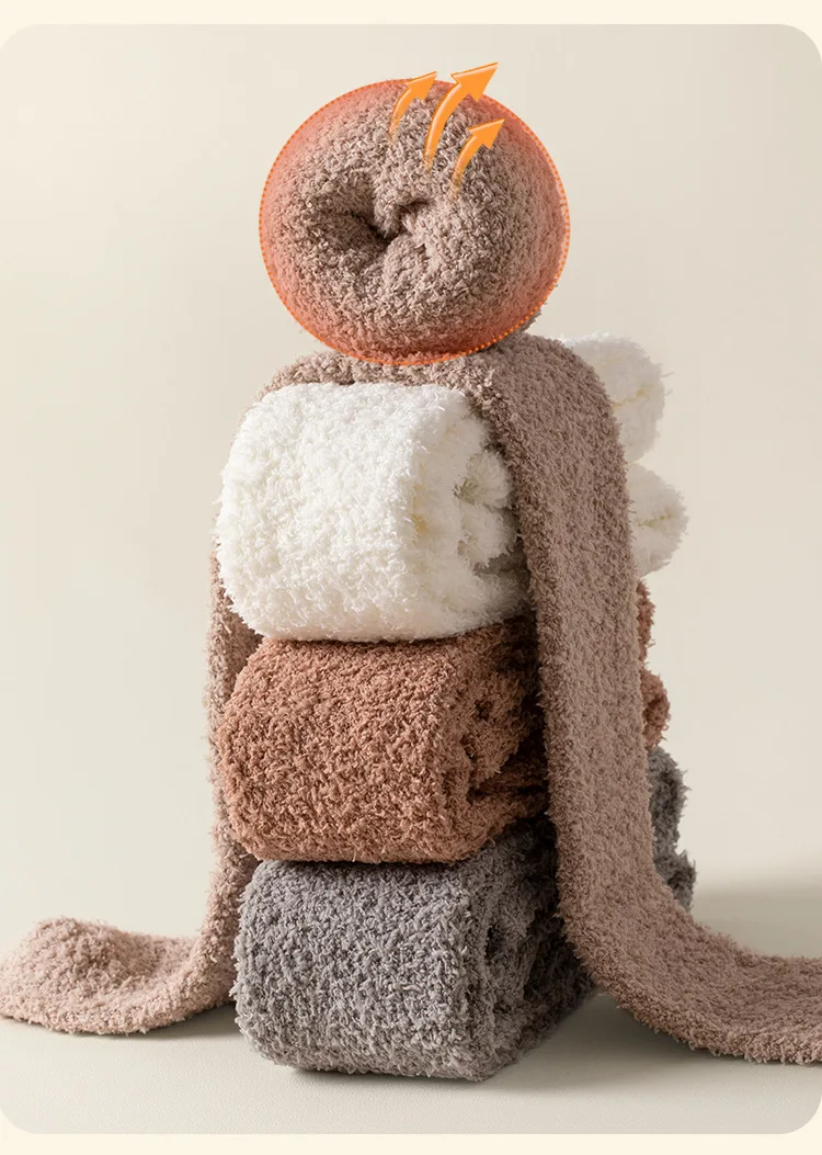 冬用暖かいコーラルフリースオーバーニーハイソックス 女性用 プラッシュホームスリープフロアロングストッキング 通気性あり