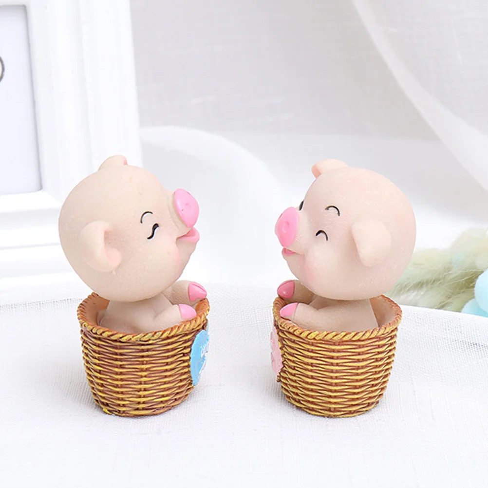 

Blue Resin Head Shaking Pig Car Ornament Decorative Craft for Table Desk Dining Room Party Car Ornaments Pig Ornament